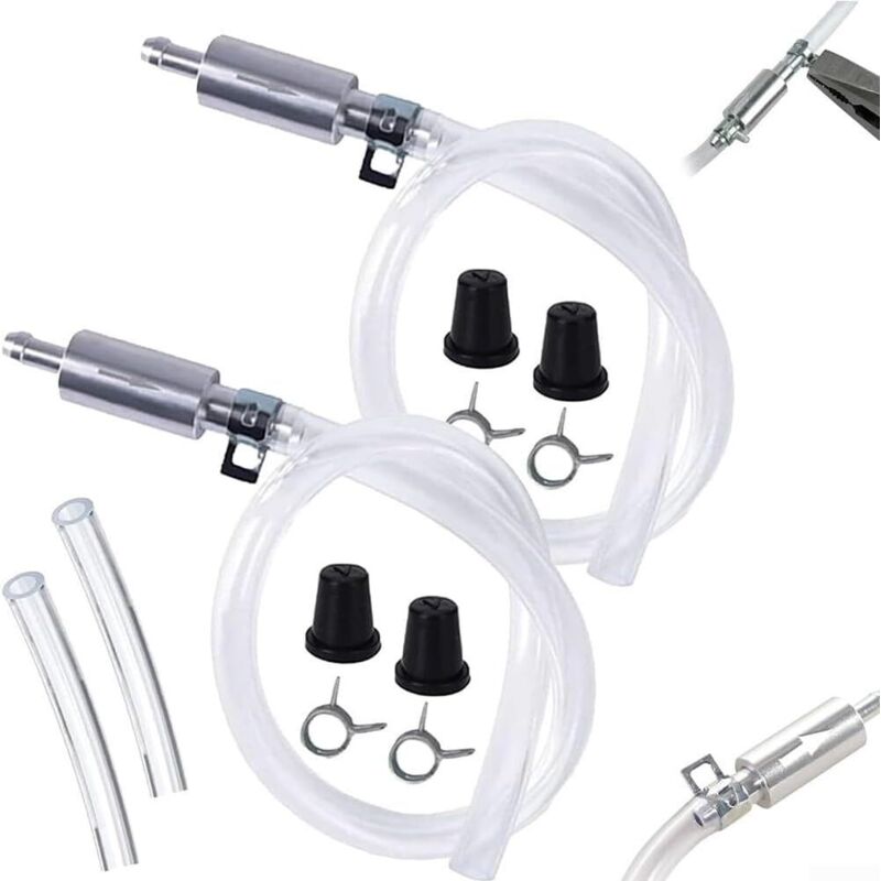 Brake Bleed Tool Set with Check Valve and Metal Hose Clamps Compatible with Vehicle Hydraulic Brake Systems Silver - Image 1