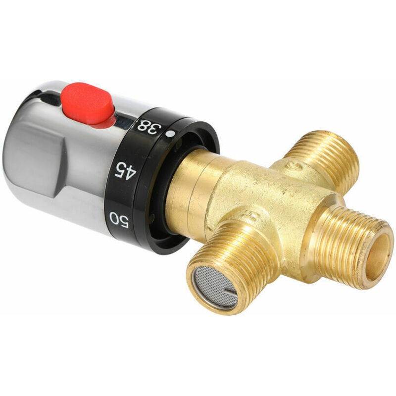 Brass Adjustable Thermostatic Bathroom Faucet Water Mixer Valve with Temperature Control for Hot and Cold Water - Image 3