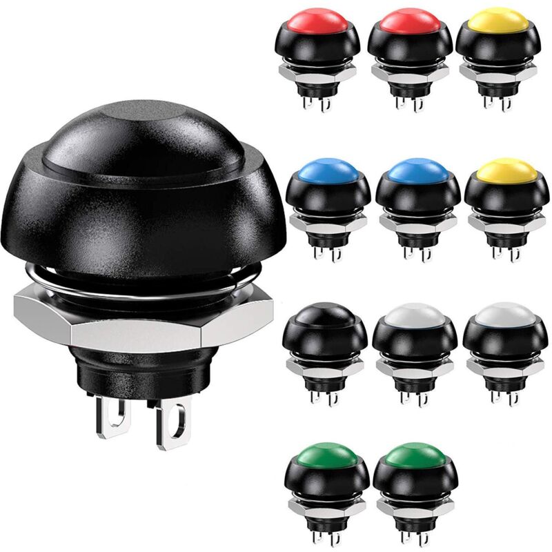 Waterproof Momentary Push Button Switch SPST 12mm ON/OFF Compatible with Car Horn PC Lamp Doorbell 12pcs 3A 3-230VAC - Image 1