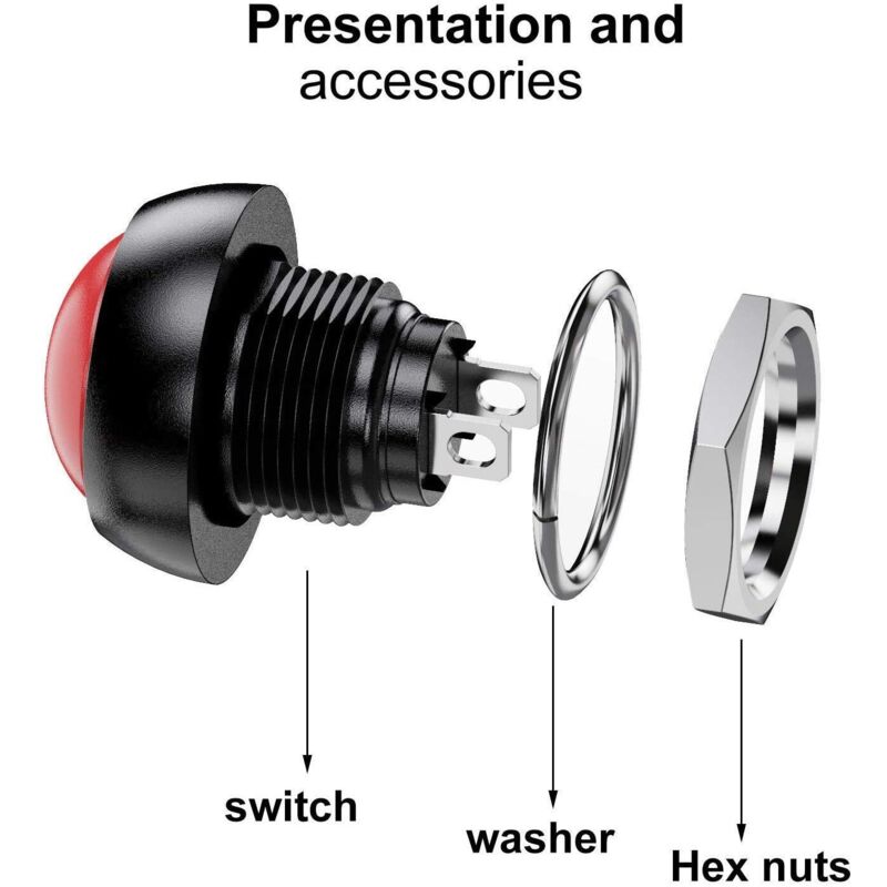 Waterproof Momentary Push Button Switch SPST 12mm ON/OFF Compatible with Car Horn PC Lamp Doorbell 12pcs 3A 3-230VAC - Image 3