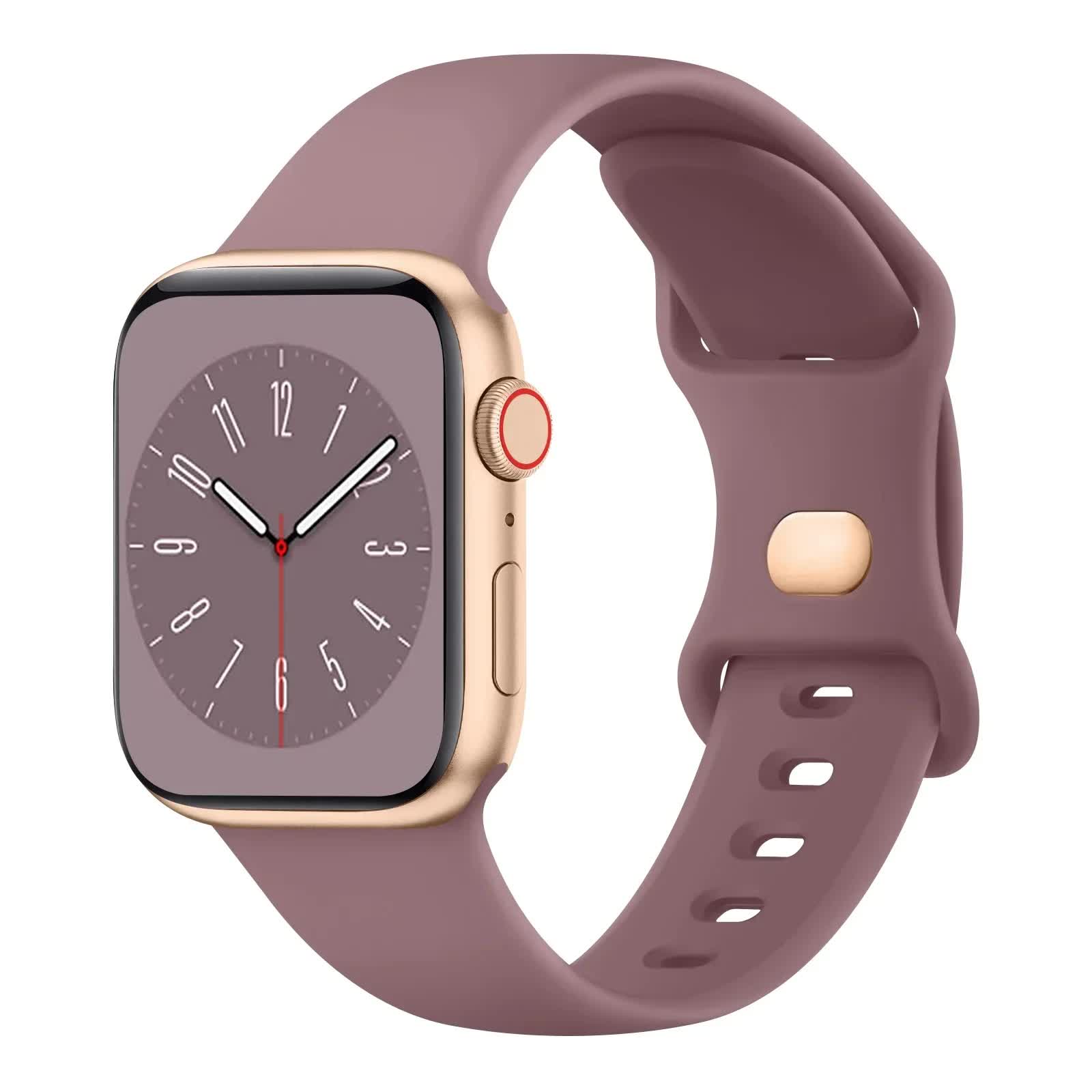 Soft Silicone Band for Compatible with Apple Watch Series 8 7 6 5 4 3 SE and Ultra, Apple, Smoky Purple, 38mm 40mm 41mm 42mm 44mm 45mm 49mm - Image 1
