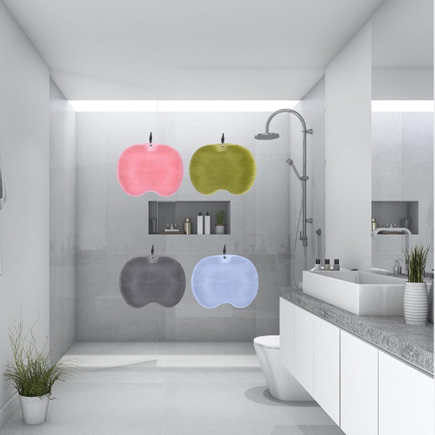 Non-slip Silicone Massage Mat, Shower Back Scrubber, Massage Mat with Non-slip Suction Cups, Exfoliating Bath Mat Blue - Image 5