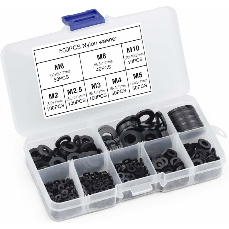 Black Plastic Lock Washers Fasteners Self-Locking Washer Assortment 500pcs M2.5 M3 M4 M5 M6 M8 M10 - Image 4