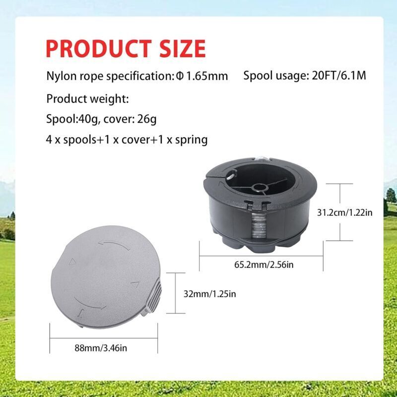 Set of 3 replacement spools for UniversalGrassCut 18V-26/18V-260/18/18-26/18-260, for ‎F016800570 and 1600A01R5J (6 m, 1.6 mm)..DEBUNS - Image 2