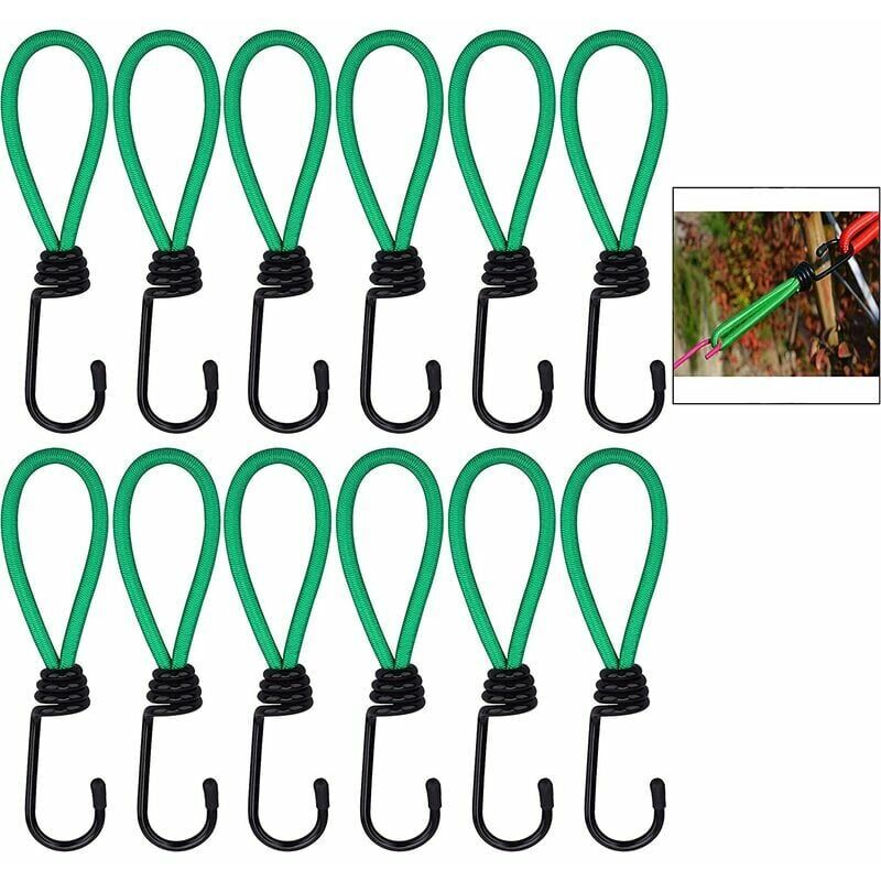 Rubber Straps with Hooks 16 Pieces Green, for Camping Tents, Tarpaulins, and Awnings - Image 4