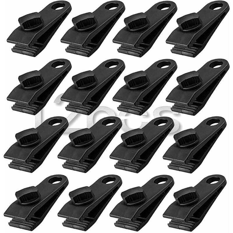 DEBUNS Heavy Duty Tent Clamps, 12 pcs Black Instant Awning Clamp for Tent Tarpaulin Caravan Garden Shelter - Image 1