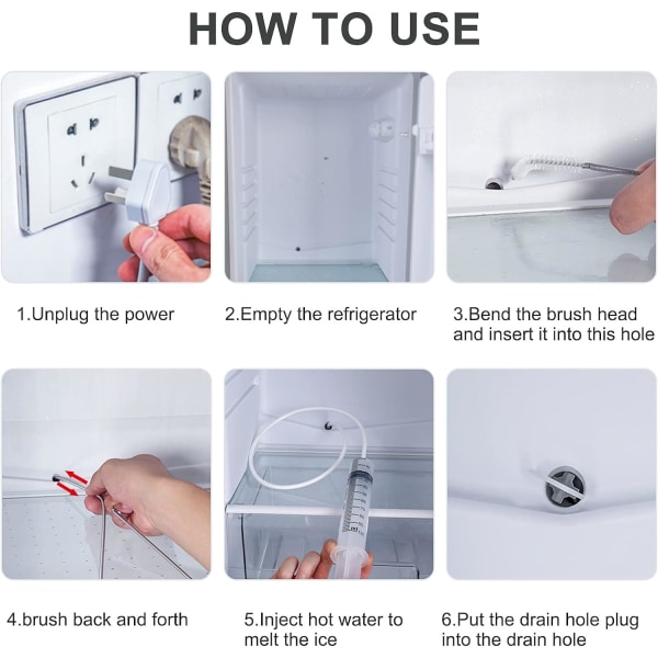 Refrigerator Drain Hole Cleaning Kit 8-Piece Set for Refrigerator Maintenance - Image 3