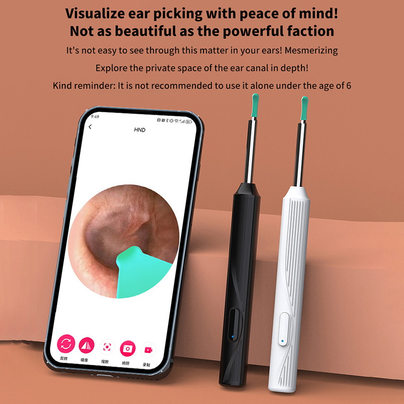 8 ST 1080P Wireless Ear Cleaning Otoscope Ear Cleaning Tool Black 8 PCS Set - Image 8