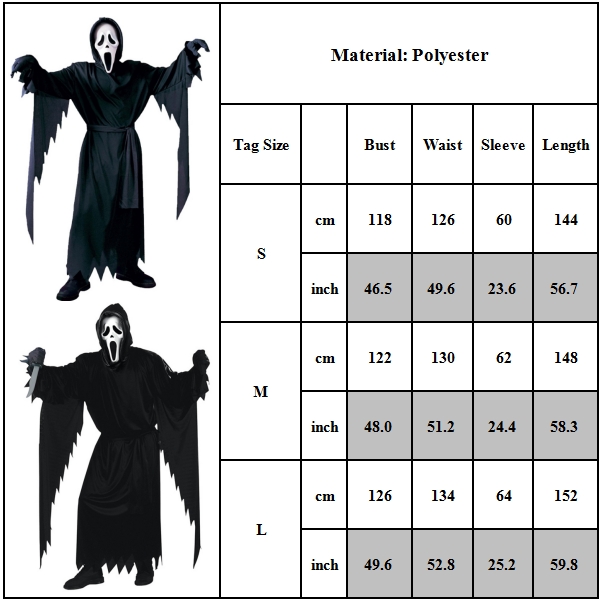 Scream Ghostface Black Halloween Costume Adult Men Size Scary Masquerade - Image 3