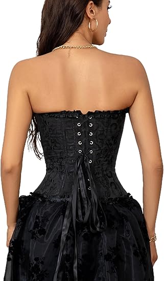 Corset Tops for Women Black XS Lace Bustier Push Up Bodysuit Shapewear - Image 5