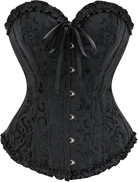 Black Lace Waist Push Up Corset Top Bustier Bodysuit Shapewear for Women - Image 1