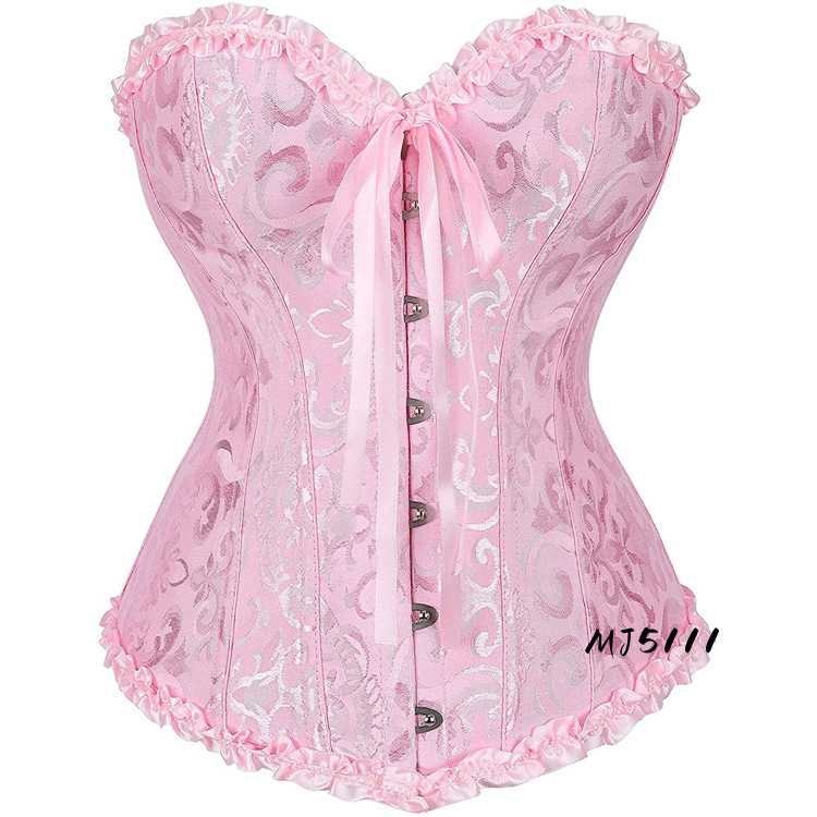 Corset Pink M YSJ Women's Bridal Shapewear Waist Cincher Vest European Palace Wedding Dress - Image 1