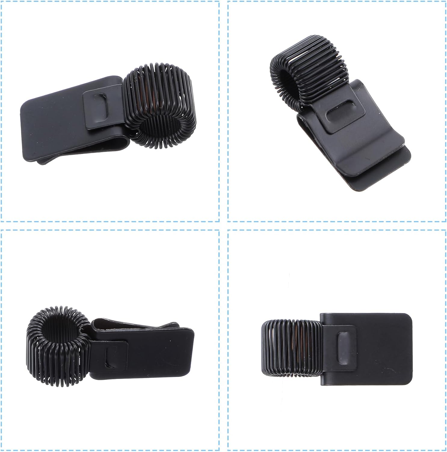 5Pcs Pen Loop Holder, Black Pen Clip Board Holders, Metal Pen Holder Clips with Adjustable Spring Loop, Pen Pencil Holder Organizer, for Notebook and Clipboard in Home, Office, Pocket - Image 3