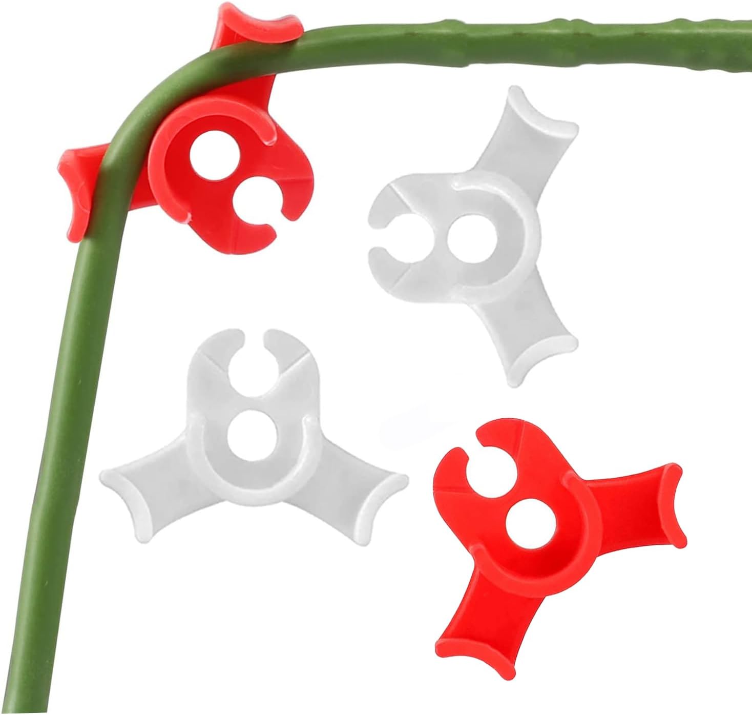 40 Pcs Low Stress Training Clips, 90 Degrees Plant Trainer Bud Plant Bender Plant Training Clips Bud Bender for Plant Gardening - White and Red - Image 1