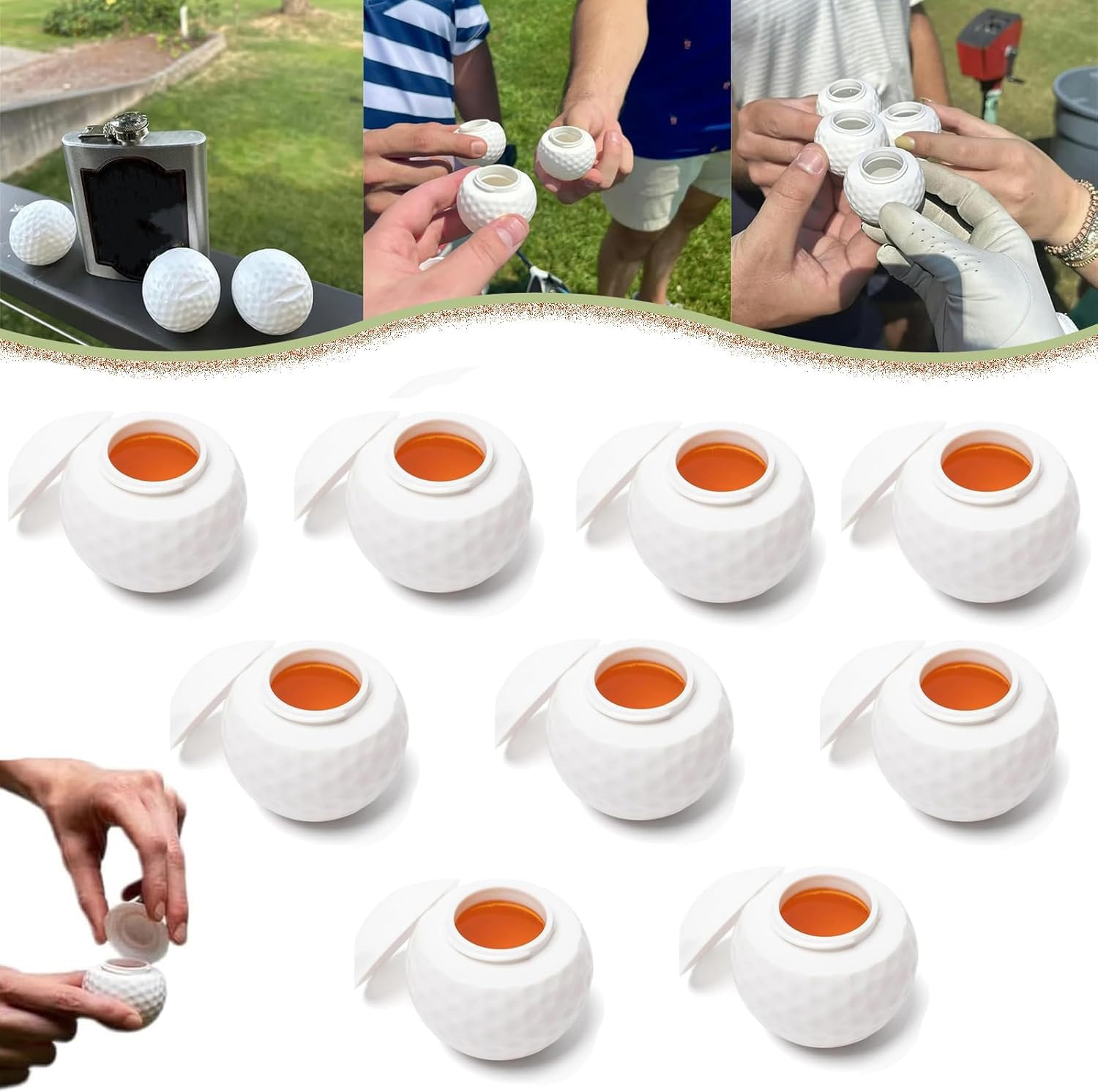 Golf Shots - Golf Ball Shaped Shot Glass, Golf Ball Shot Glasses,1.5oz Cool Golf Ball Shot Glass,for Golf Enthusiasts-Novelty Shot Glasses-Novelty Shot Glasses (9PCS) - Image 1