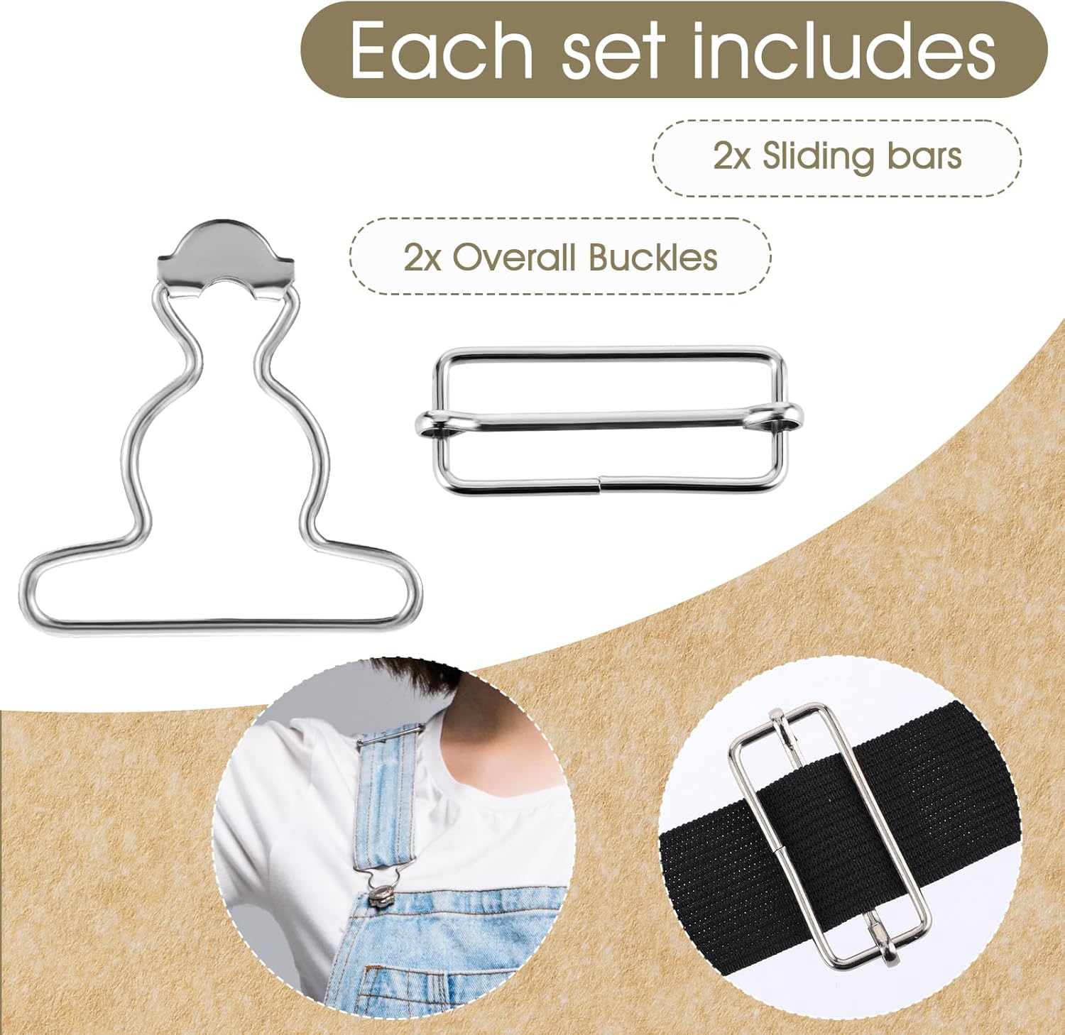 2PCS Jean Overalls Overall Buckles Adjustable Bib Clips No-Sew Button for Overall Bib Pants overalls Jeans Jacket - Image 3