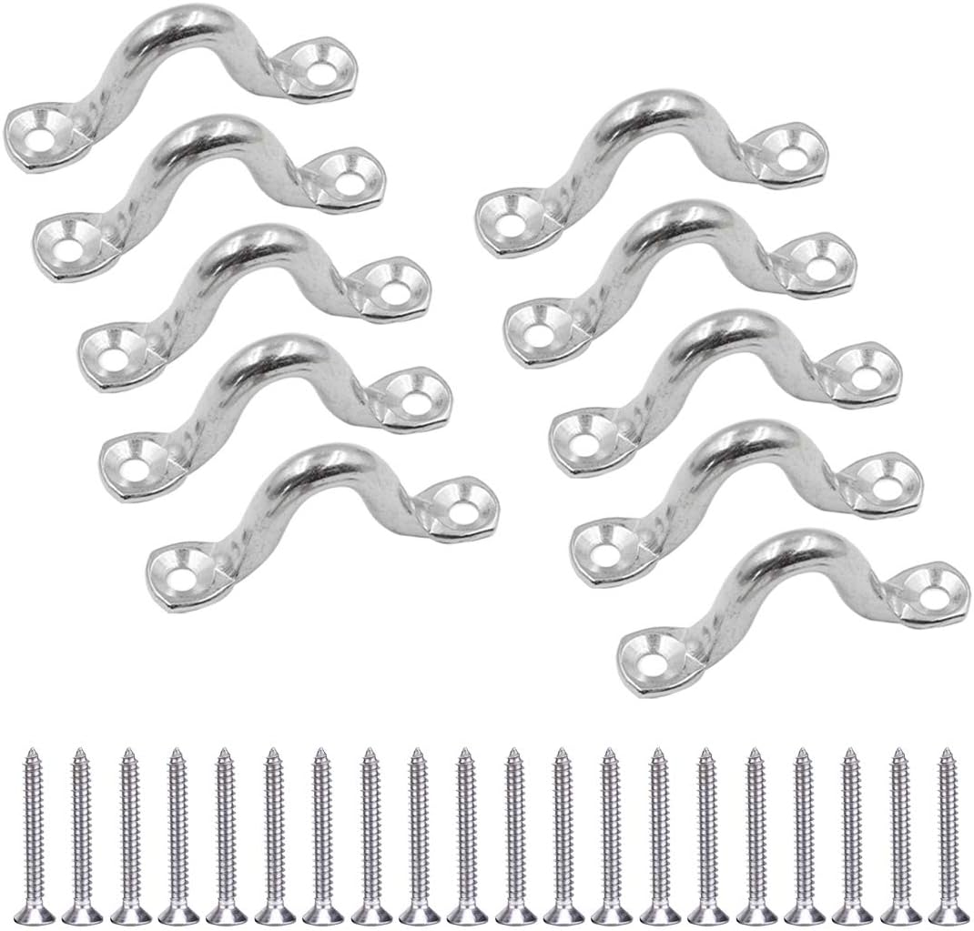 10Pcs M8 316 Stainless Steel Bimini Boat Top PAD Eye, Eye Straps, Tie Down, Kayak Deck Loops, Tie Down Anchor Point, Footman's Loop for Kayak Canoe Rigging - Image 1