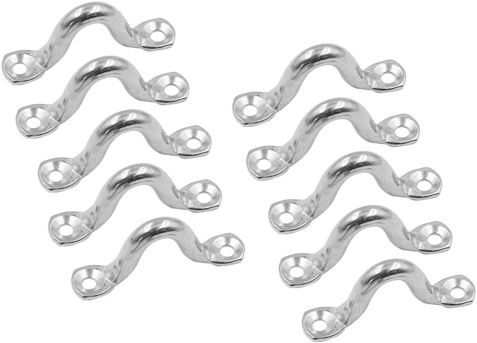 10Pcs M8 316 Stainless Steel Bimini Boat Top PAD Eye, Eye Straps, Tie Down, Kayak Deck Loops, Tie Down Anchor Point, Footman's Loop for Kayak Canoe Rigging - Image 4