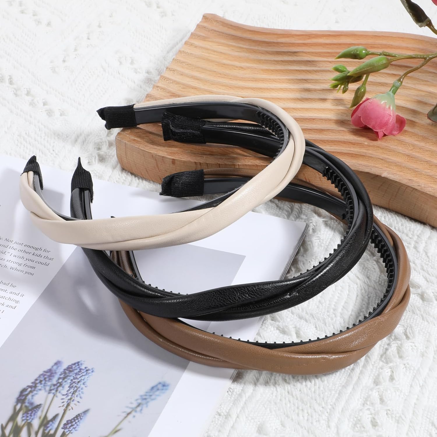 3 PCS Non-slip Leather Headbands for Women, Twisted Headband for Women, Boho Braided Headband, Hair Accessories for Woman Girls - Image 3