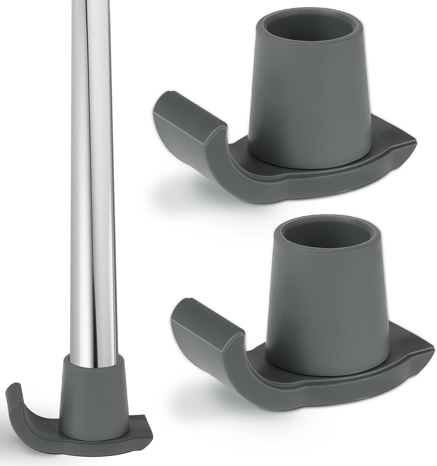 2 Pack Walker Glides Heavy Duty Walker Skis Glides for Folding Walkers, Universal Rubber Walker Sliders or Gliders for 1 Inch Tubes, Walker Accessories, Gray - Image 1
