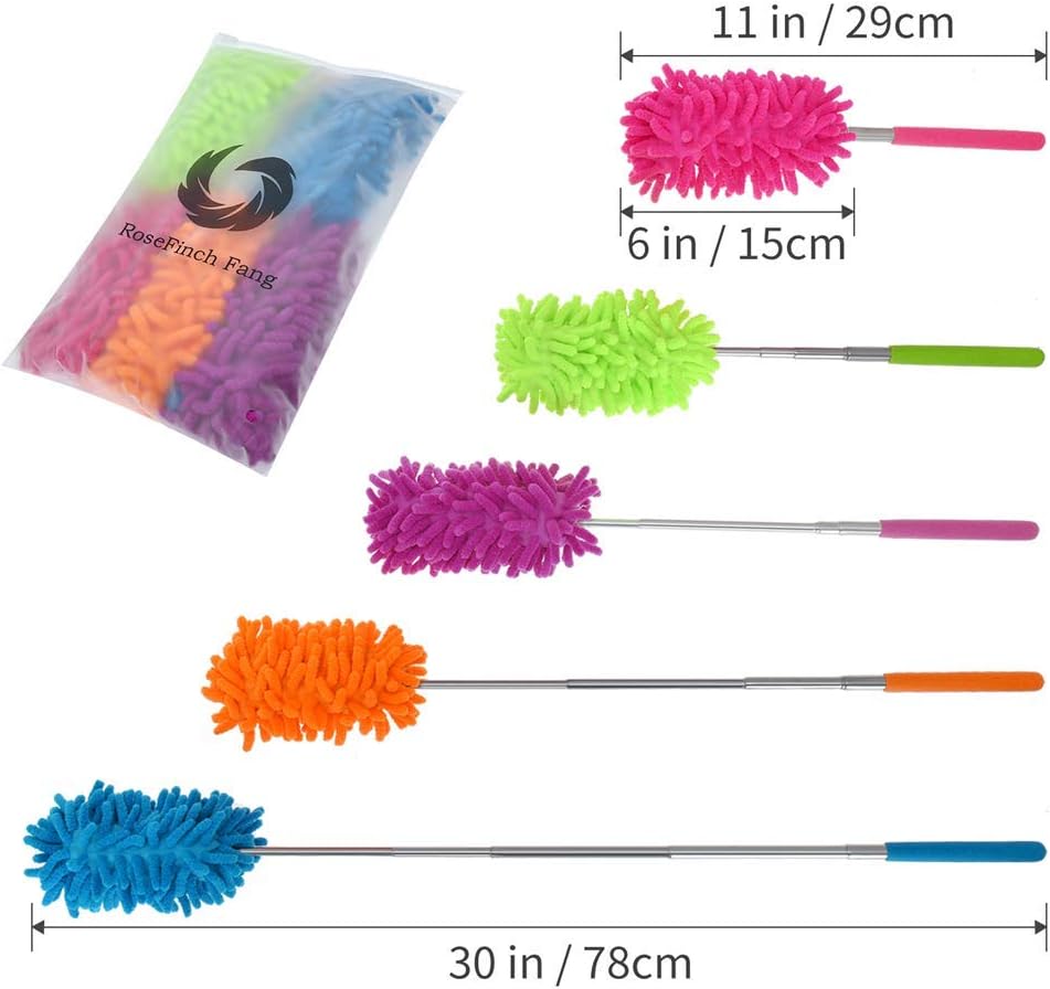 Washable Dusters for Cleaning, Phoenixes Feather Duster Extendable Dusting Wand 11