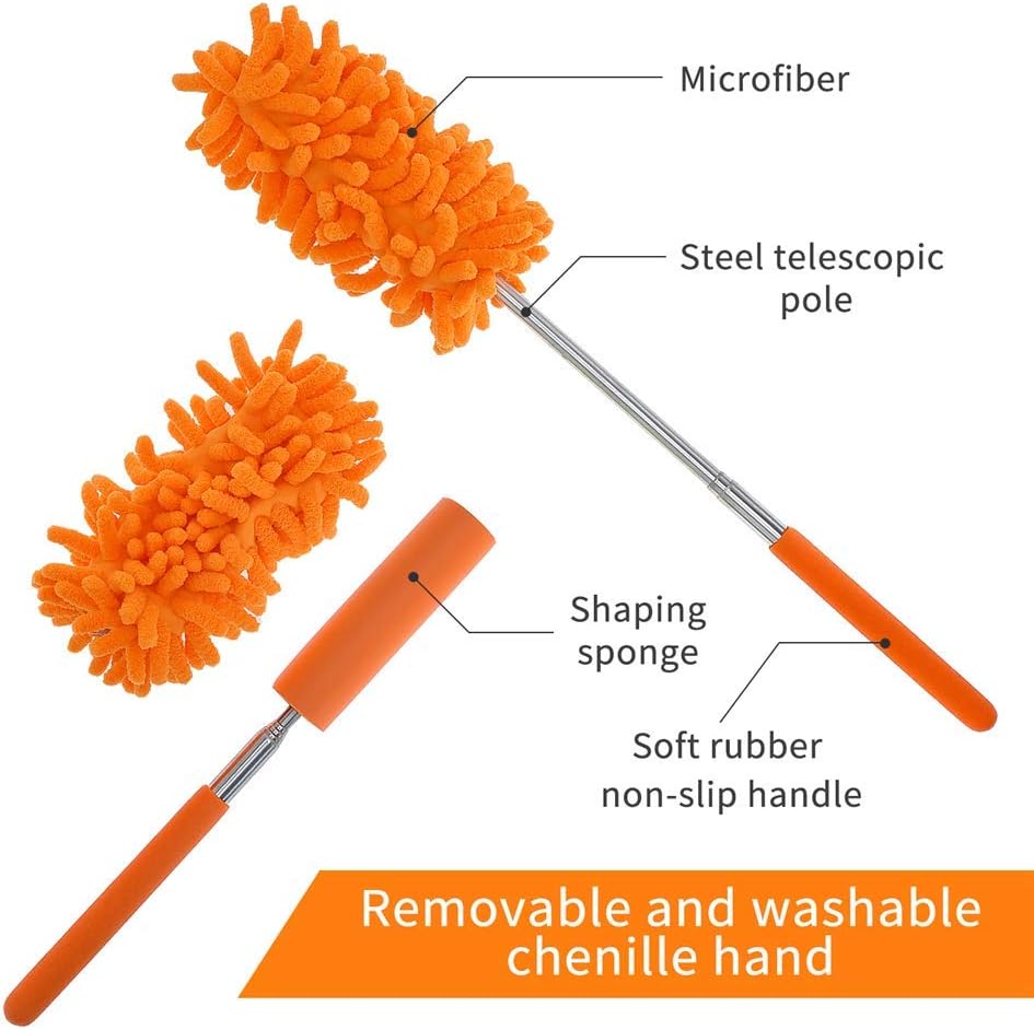 Washable Dusters for Cleaning, Phoenixes Feather Duster Extendable Dusting Wand 11