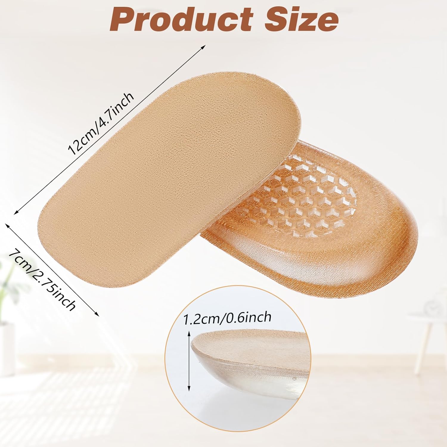 Heel Lifts, Gel Shoe Lifts for Uneven Legs 0.47 Inch Heel Lifts for Leg Length Discrepancy Soft Height Increase Insoles Shoe Lifts for Women Men, Comfort Half Foot Pads for Heel Pain - Image 2