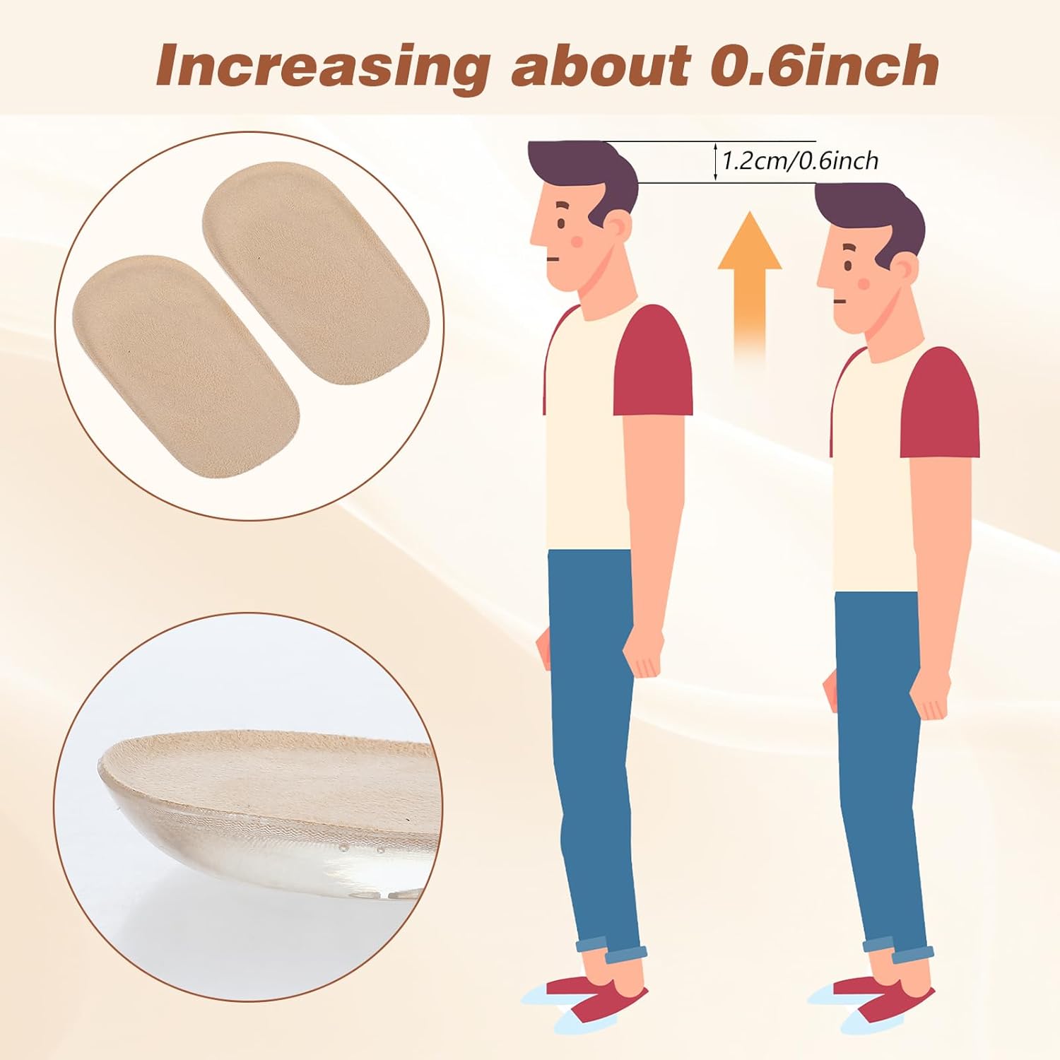 Heel Lifts, Gel Shoe Lifts for Uneven Legs 0.47 Inch Heel Lifts for Leg Length Discrepancy Soft Height Increase Insoles Shoe Lifts for Women Men, Comfort Half Foot Pads for Heel Pain - Image 4