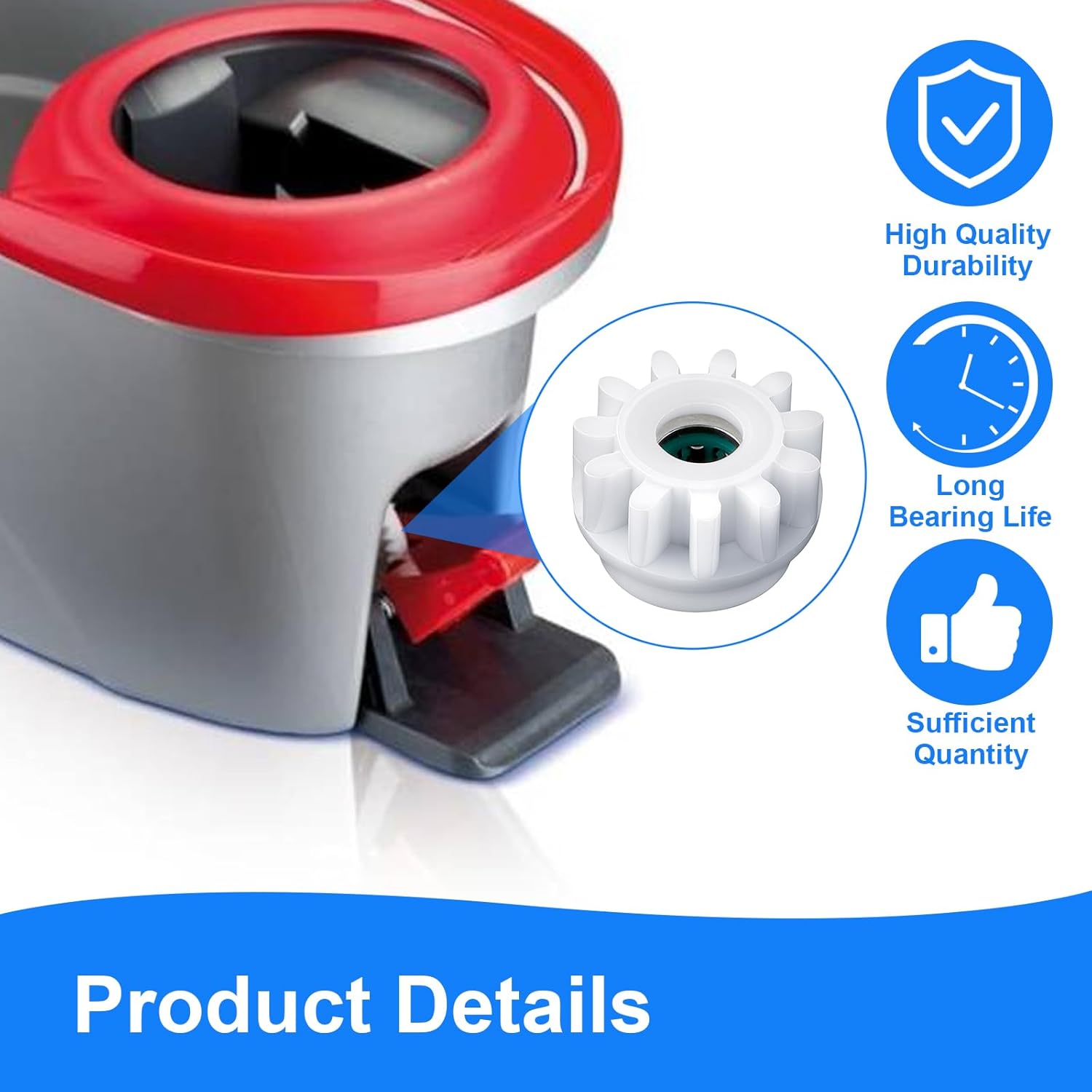 6Pcs Spin Mop Replacement Parts, Spin Mop Bucket Clutch Bearing Gear Replacement Compatible with Ocedar, One Way Bearing Bucket Gears Pedal Repair Replacement for Vileda and More Rotation Mop - Image 3