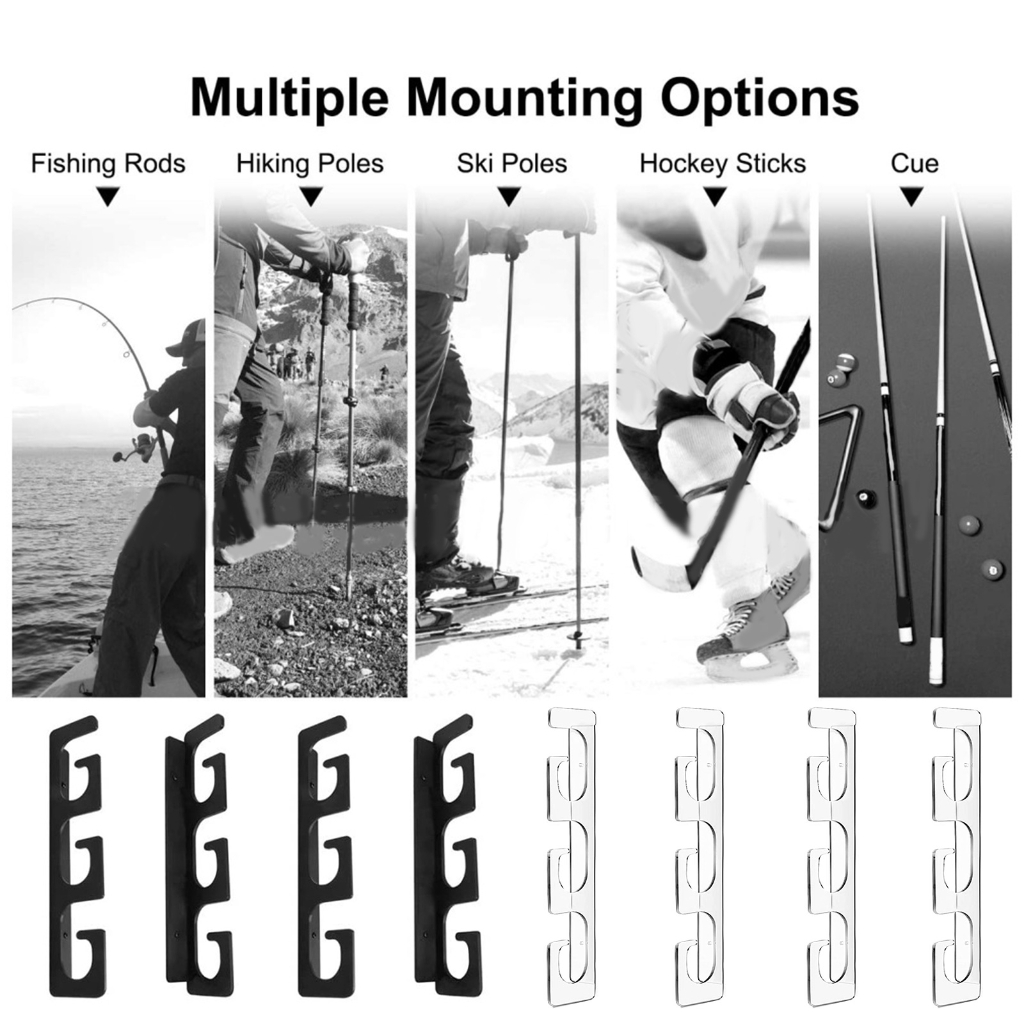 Fishing Rod Holders for Wall and Ceiling, Set of 6, 0.46 Size, Black, Garage Storage - Image 7