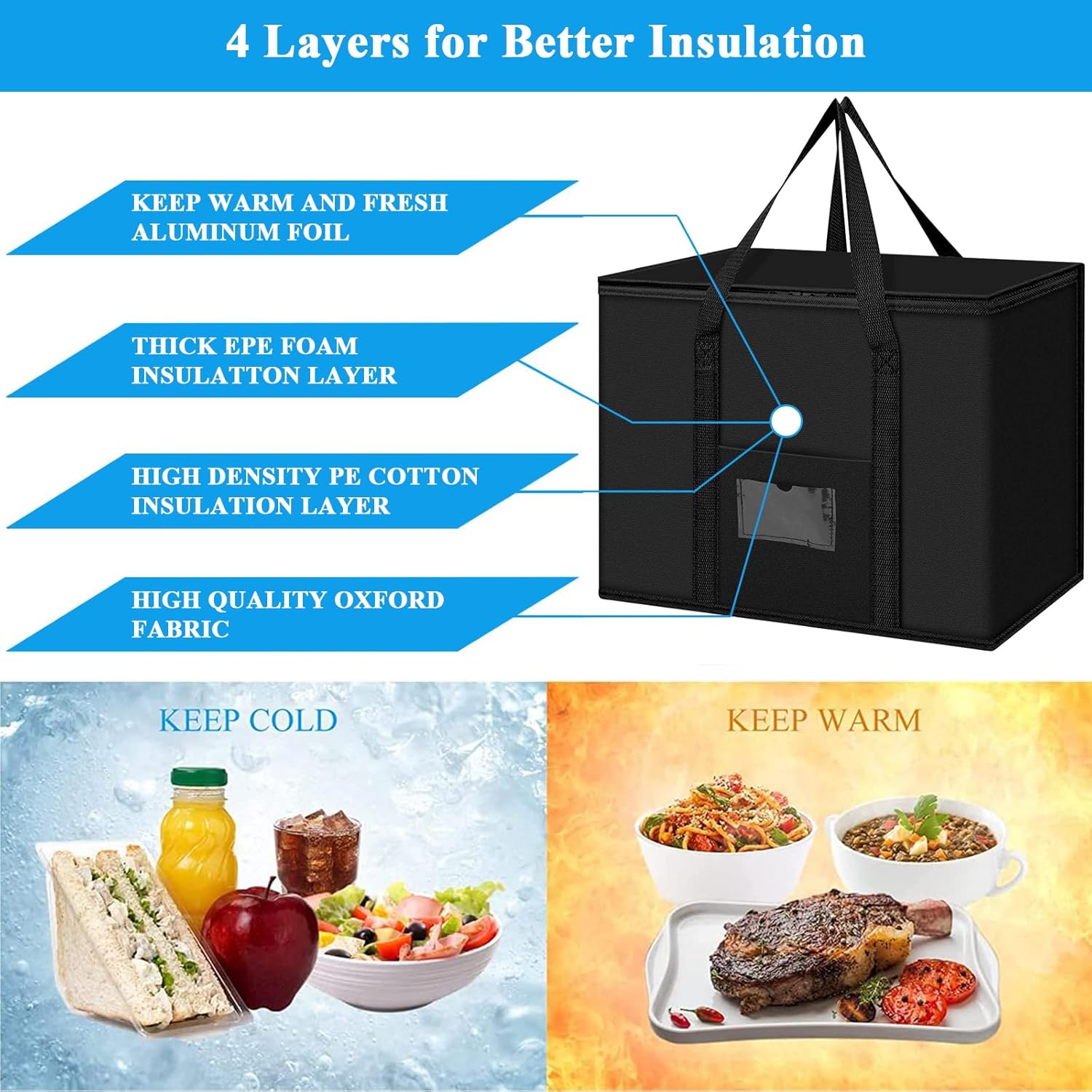 40L Soft Cooler Bag - Large Insulated Picnic Bag, Thermal Food Delivery Grocery Bag - Image 2