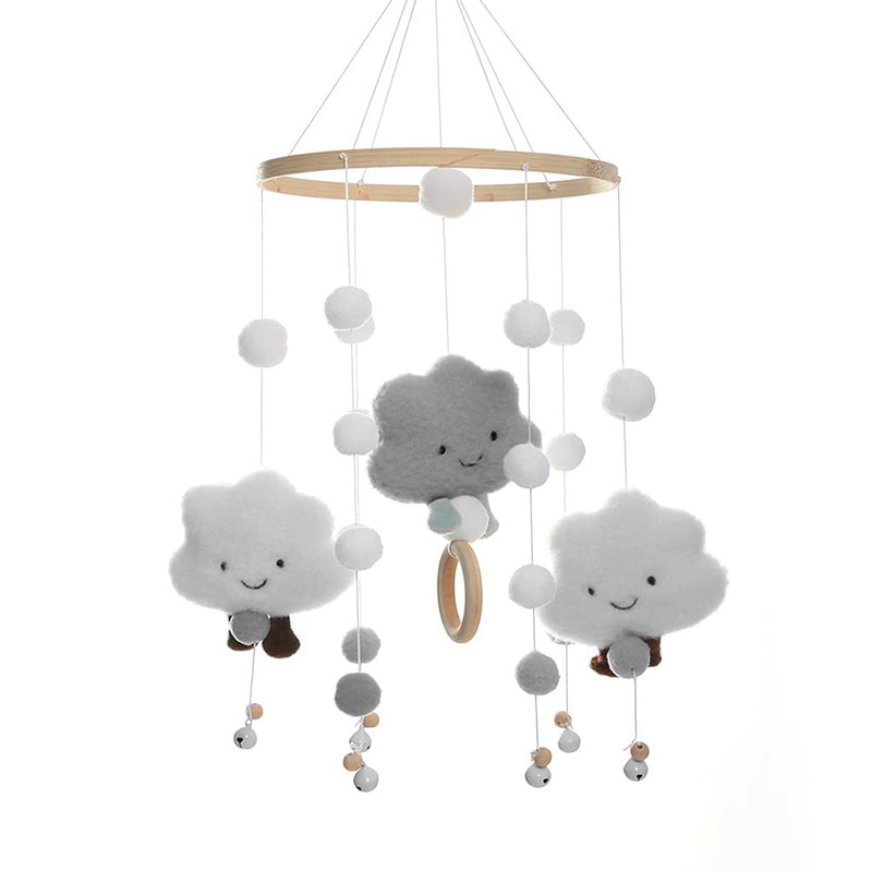 Baby Crib Mobile Music Box Pendant Clock Bedside Safe Toy for Infants, Compatible with YUX, Gray - Image 1