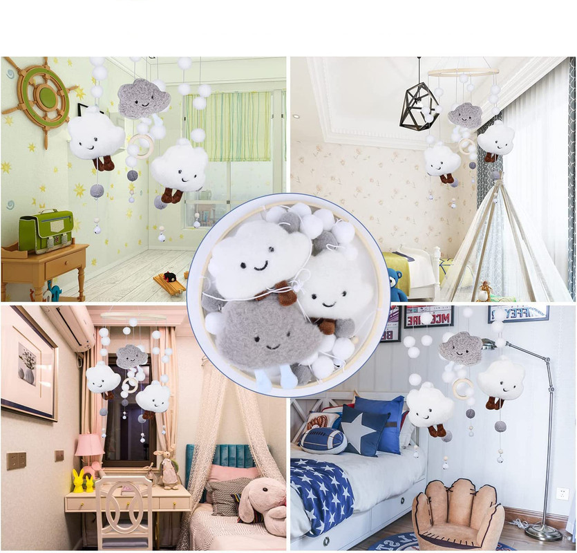 Baby Crib Mobile Music Box Pendant Clock Bedside Safe Toy for Infants, Compatible with YUX, Gray - Image 3