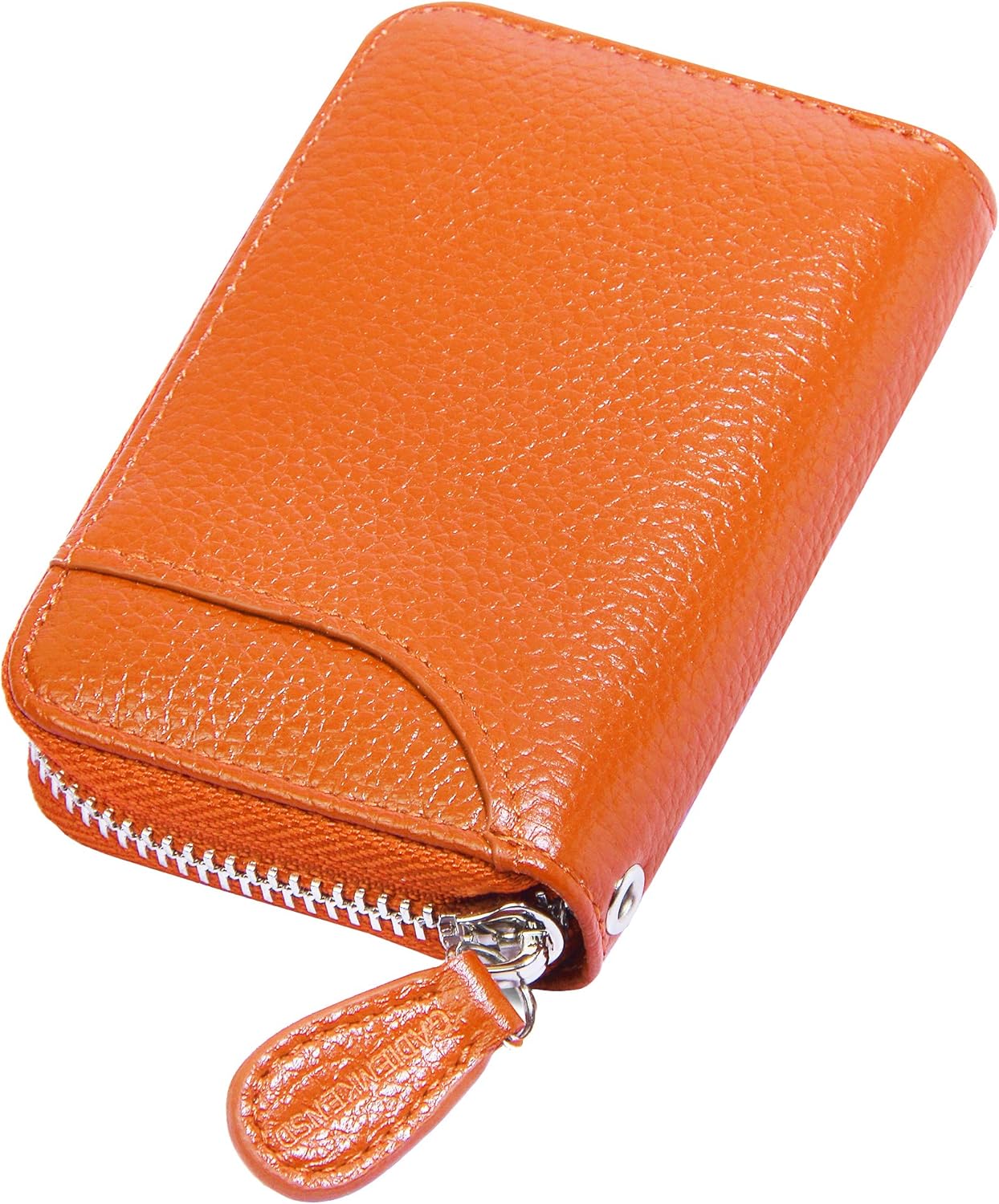 RFID Blocking Credit Card Holder Wallets Thin Mini Travel Bag Card Case Cash Envelope Money Organizer for Women Gift Compatible with YUX Orange - Image 1