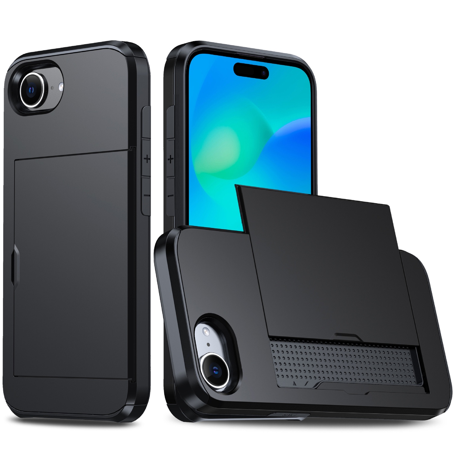 iPhone 16E Case with Card Holder Black | Compatible with iPhone 16E - Image 1