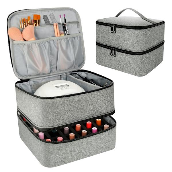 Nail Polish Storage Case with UV Light Gray Professional Organizer for Nail Kits - Image 1