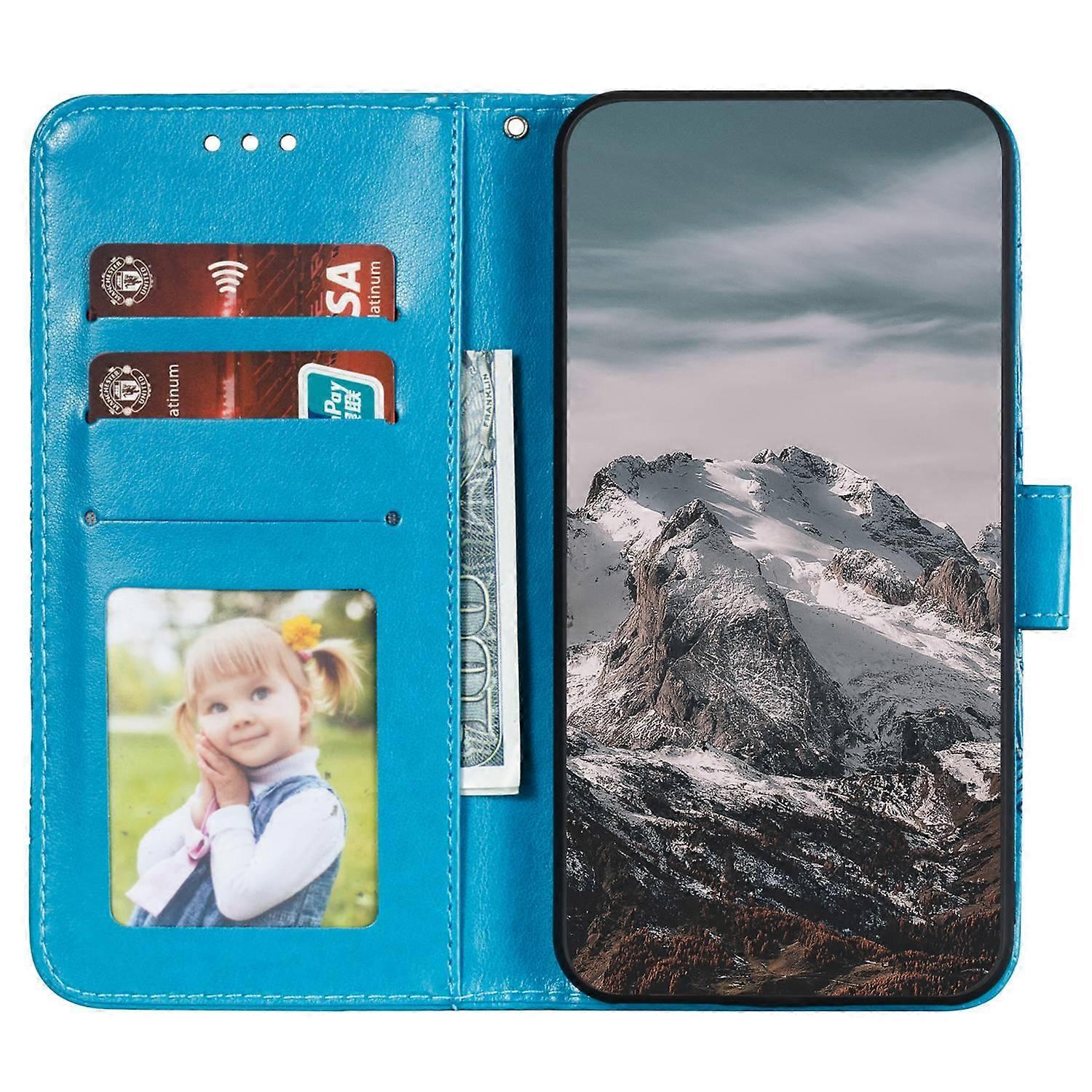 Compatible with Samsung Galaxy A56 5G Case with Multicolor Mandala Embossed PU Leather Wallet Cover - Blue - Image 2
