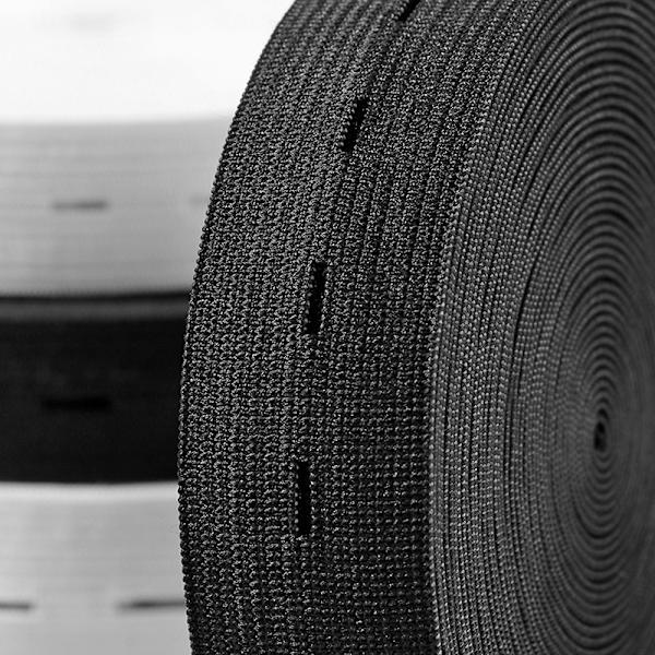 Elastic Buttonhole Tape, 2.5cm Width Black Elastic Band - Image 2