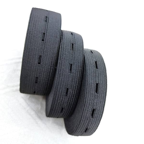 Elastic Buttonhole Tape, 2.5cm Width Black Elastic Band - Image 3
