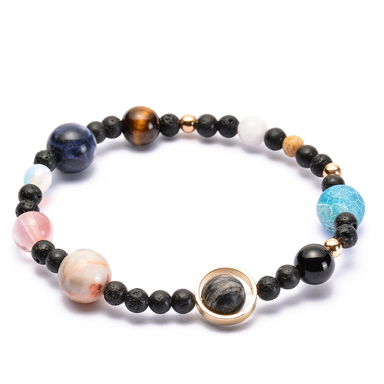 Solar System Bracelet with Nine Planets and Natural Stone Beads for Men and Women - Image 1