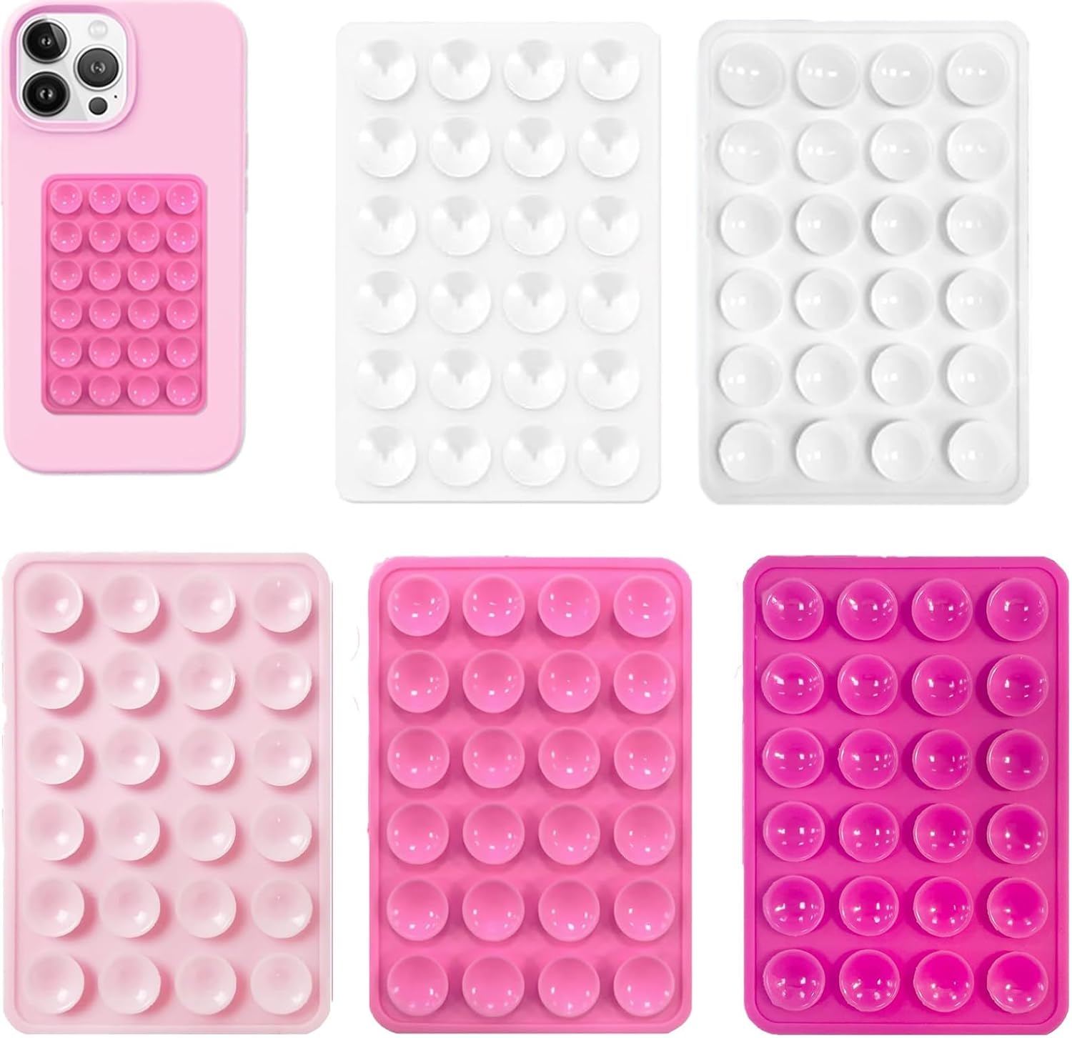 5pcs Silicone Suction Cup Phone Case Mount for Walls, Non-Slip Sticky Plate Compatible with Most Phones - Image 1