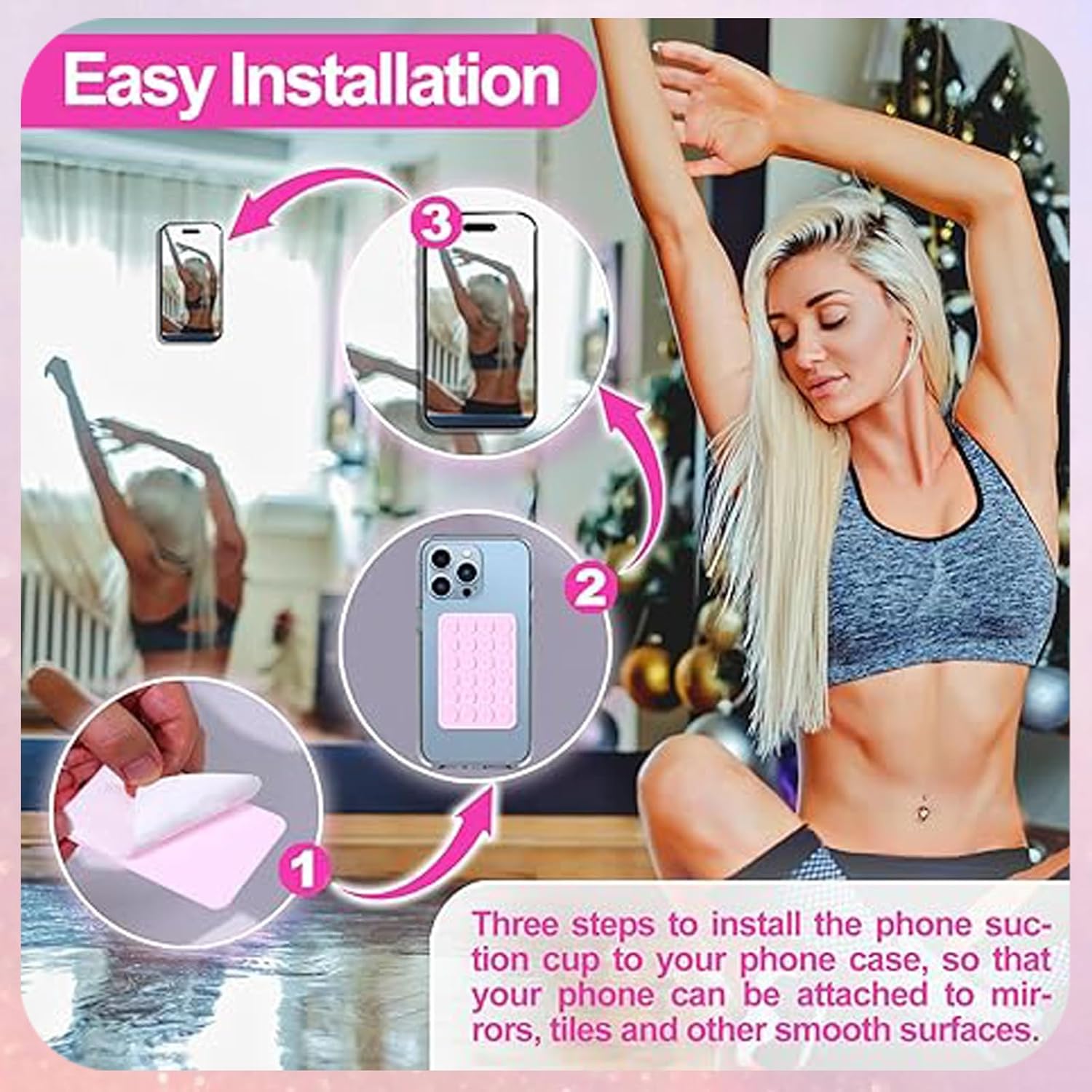 5pcs Silicone Suction Cup Phone Case Mount for Walls, Non-Slip Sticky Plate Compatible with Most Phones - Image 4
