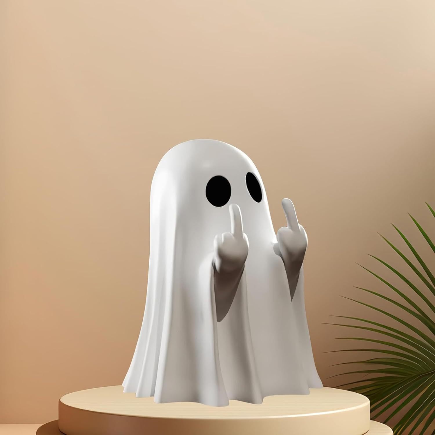 Halloween Resin Middle Finger Ghost Decorations 8CM Pink Pumpkin Ghost with Spranks for Garden and Crafts - Image 4