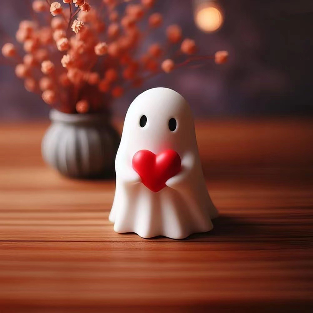 Halloween Resin Middle Finger Ghost Decorations 8CM Pink Pumpkin Ghost with Spranks for Garden and Crafts - Image 7