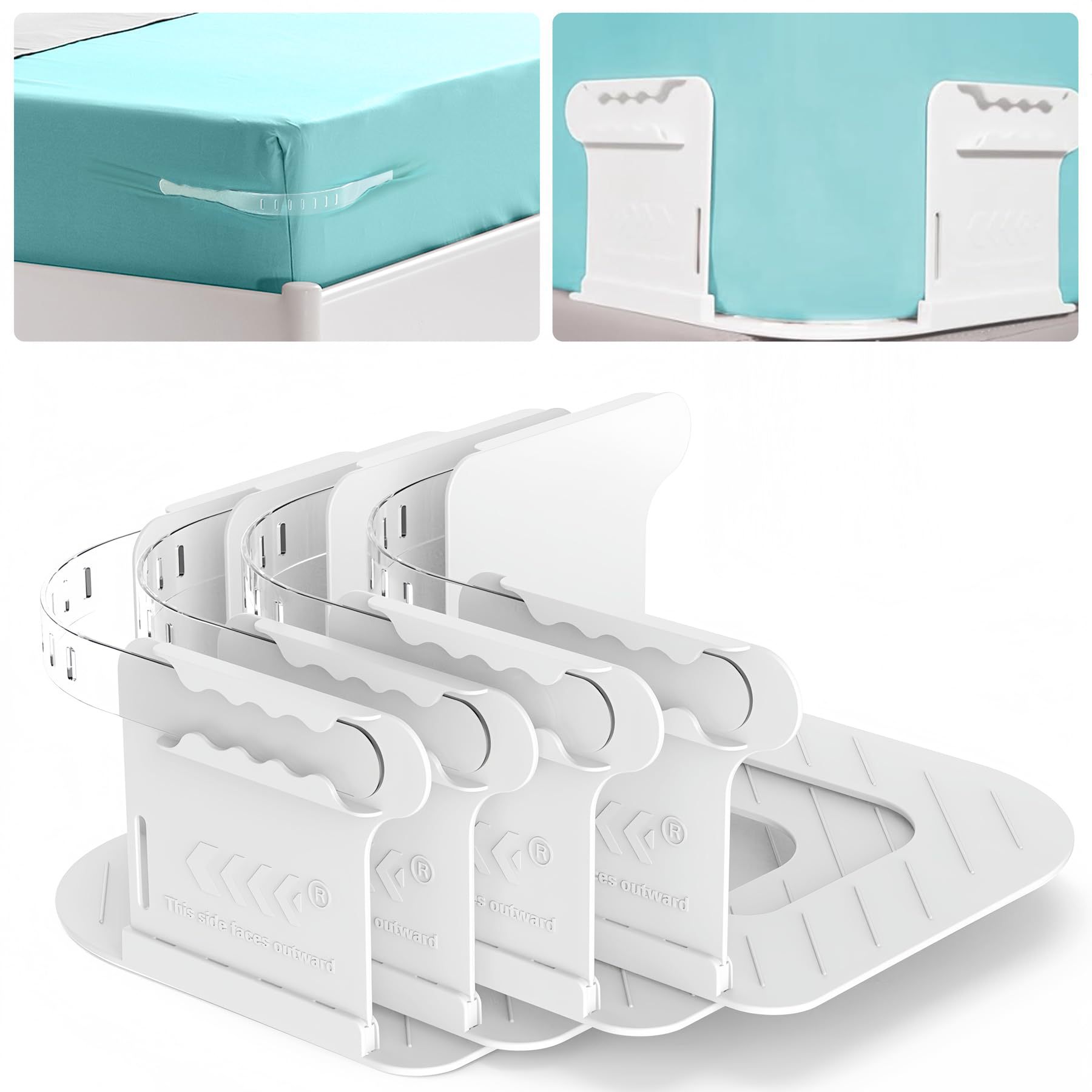Invisible Sheet and Bed Cover Fastener Set of 4 White Keeps Sheets Tight Removable Storable - Image 1