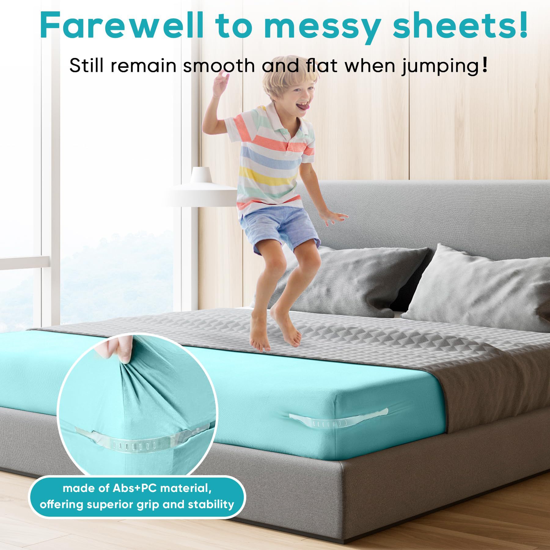 Invisible Sheet and Bed Cover Fastener Set of 4 White Keeps Sheets Tight Removable Storable - Image 4