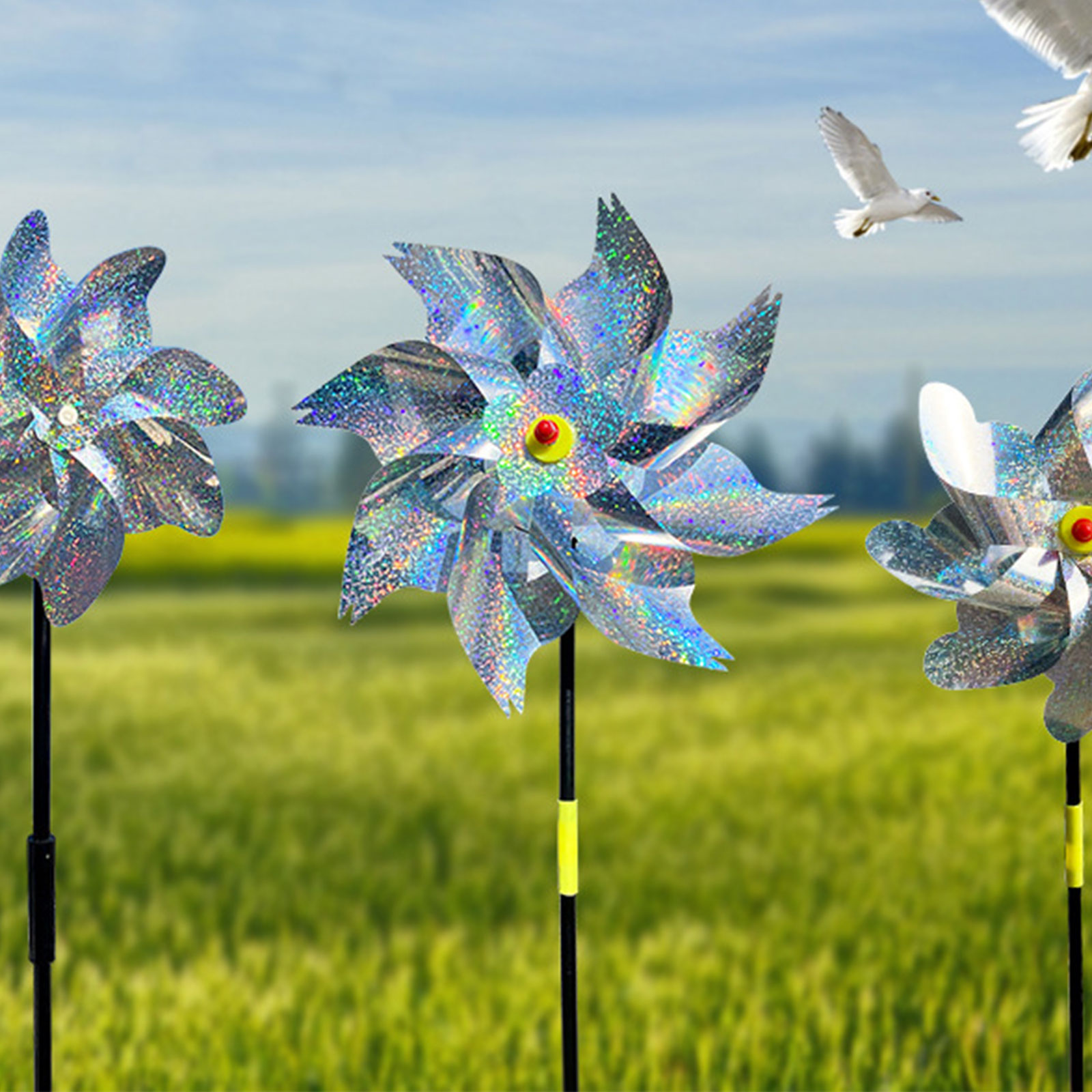 Reflective Scarecrow Wind Spinner Silver 2-pack - Image 5