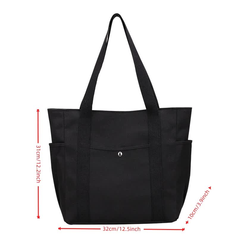 Large Canvas Tote Bag for Work Travel College Book Shoulder Bag Brown - Image 3