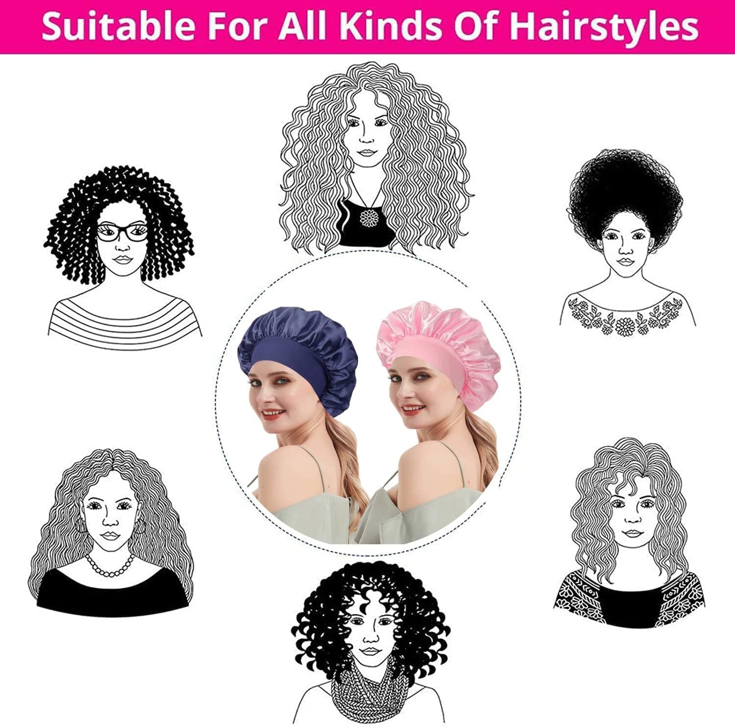 Large Satin Night Cap for Curly Hair, Breathable Silk Sleep Hat for Women and Girls, Gold Gold - Image 4