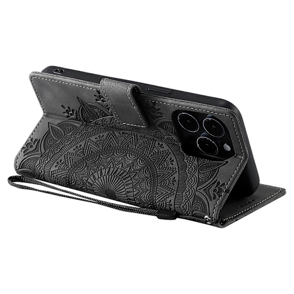 Compatible with iPhone 14 Pro Case Leather Wallet Embossed Totem Skin Feel Phone Cover - Image 4